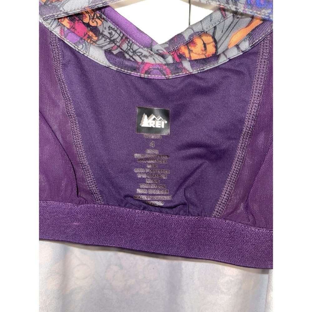 REI CO-OP Sariska Tunic Print Bra Top Tank Purple Women's 4 Athleisure Lagenlook - Picture 5 of 6